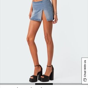 Edikted Blue Denim Mini Skirt